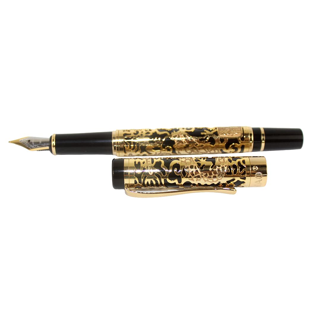zoohot Jinhao Fountain PEN 5000 Chinese Dragon Golden with Black