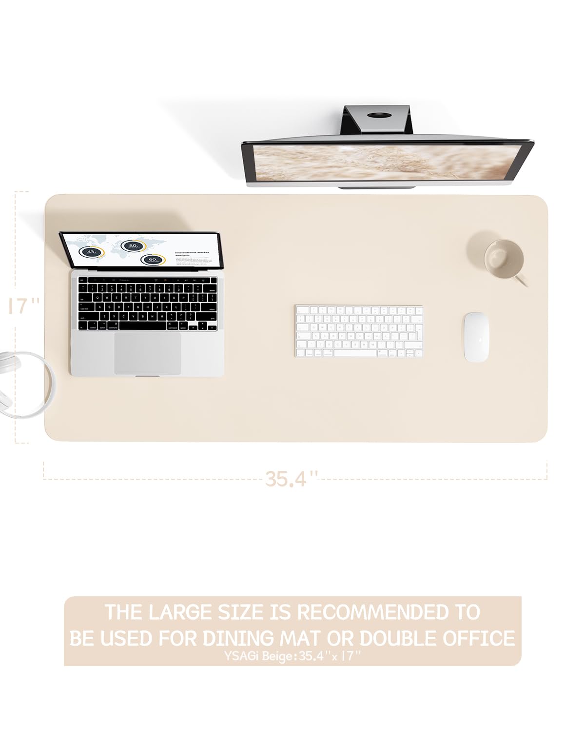 YSAGi Non-Slip Leather Desk Pad, Desk Matt for Desktop, Waterproof Laptop Computer Keyboard Mat