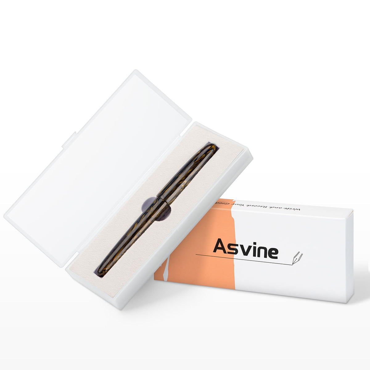 Asvine C80 Fountain Pen #8 Fine Nib Large Handcraft Pen with Converter Pen Case Collection Set
