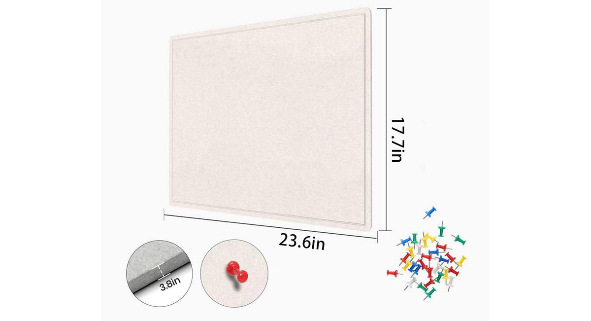 Bulletin Board 24" x 18" Felt Cork Board - Decorative Pin Board, Oatmeal