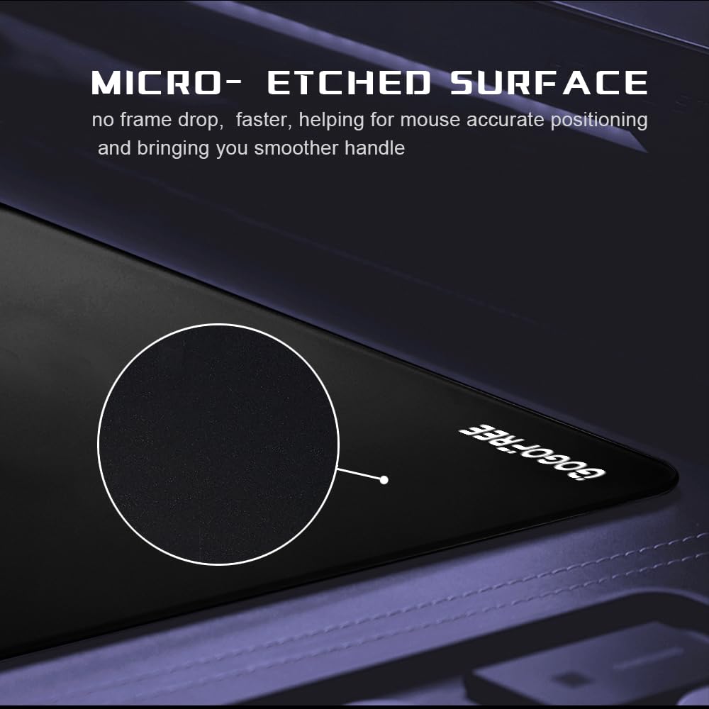 Glass Gaming Mouse Pad, Professional Esport Tempered Glass Mouse Pad Ultra-Smooth Micro-Etched