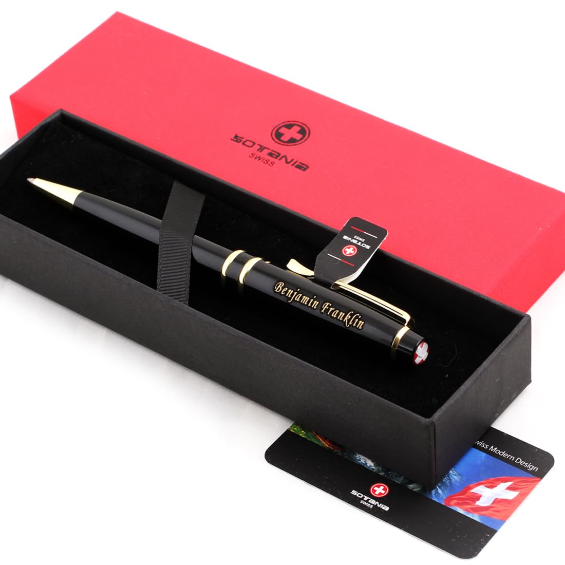 Sotania Swiss Engraved Rollerball Pen – Personalized Gift Pen for Men & Women, Refillable Brass Pen