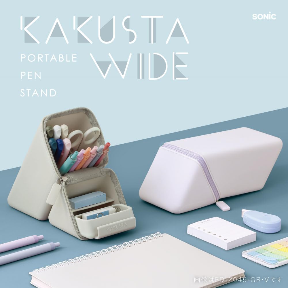 Sonic Kakusta Portable Pen Stand Wide with Drawer Light Blue FD-2045-LB
