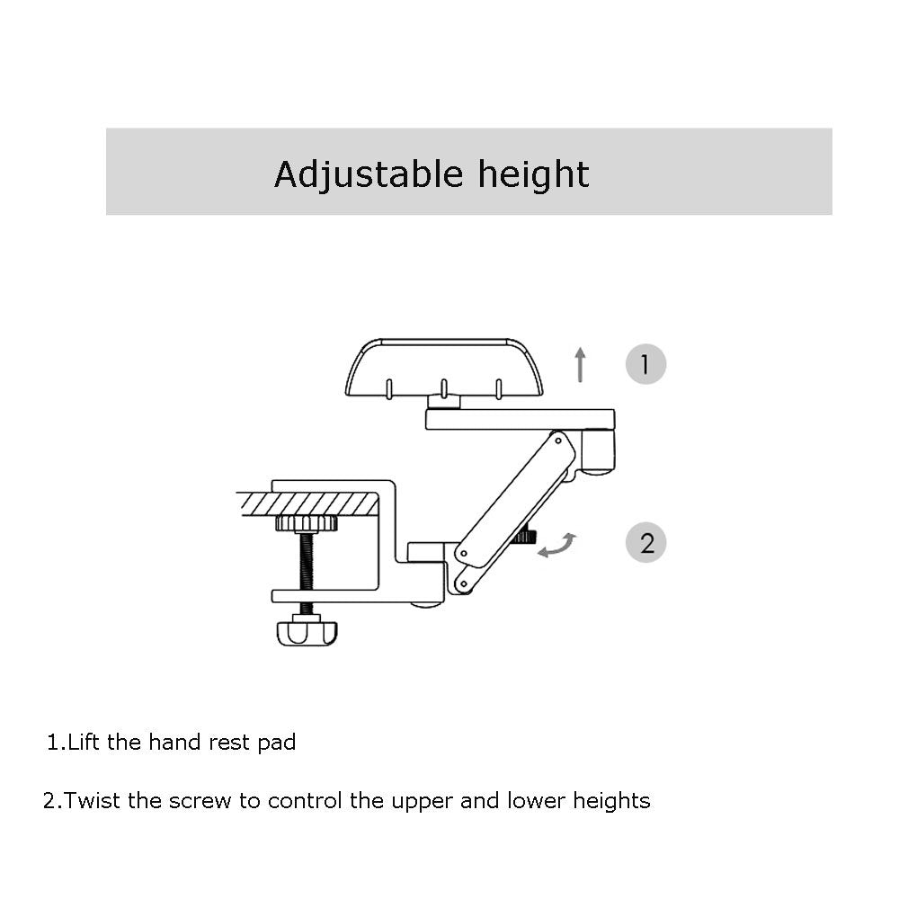 Ergonomic Arm Support for Desk Office Rotating Mouse Arm Rest Mouse Pad Clamp-On Mouse Shelf Desk