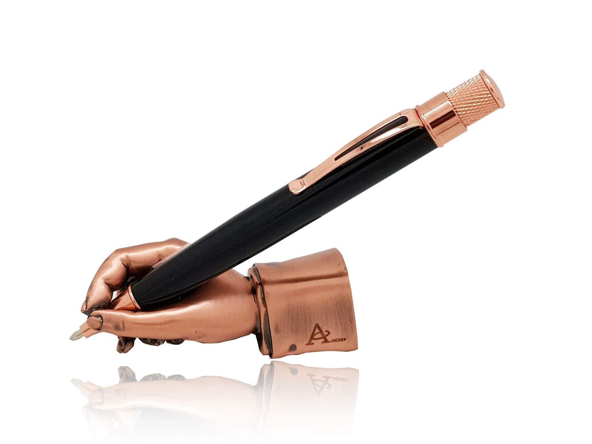 ACELY Executive hand shape pen holder metal art craft paperweight for desktop organizer pen stand