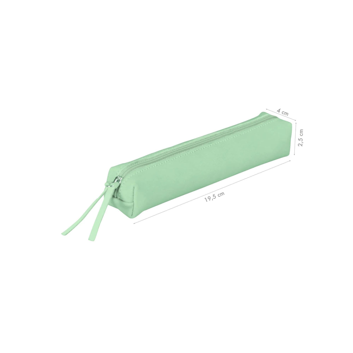 Clairefontaine - Pistachio Green Leather Slim Pencil Case - 19.5 x 2.5 x 4cm, Genuine Lambskin