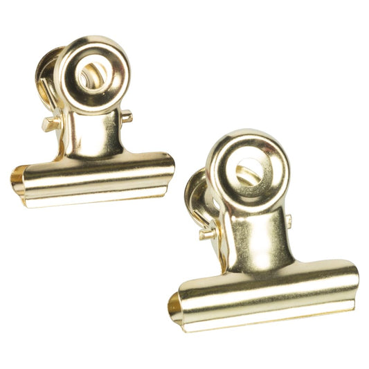 JAM PAPER Metal Bulldog Clips Combo Pack - Small & Medium - 22mm & 31mm - Gold - 40/Pack