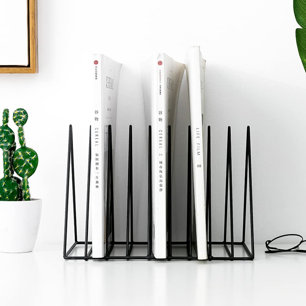 Sooyee 9 Slot Black Magazine Holder, Desktop File Sorter Organizer