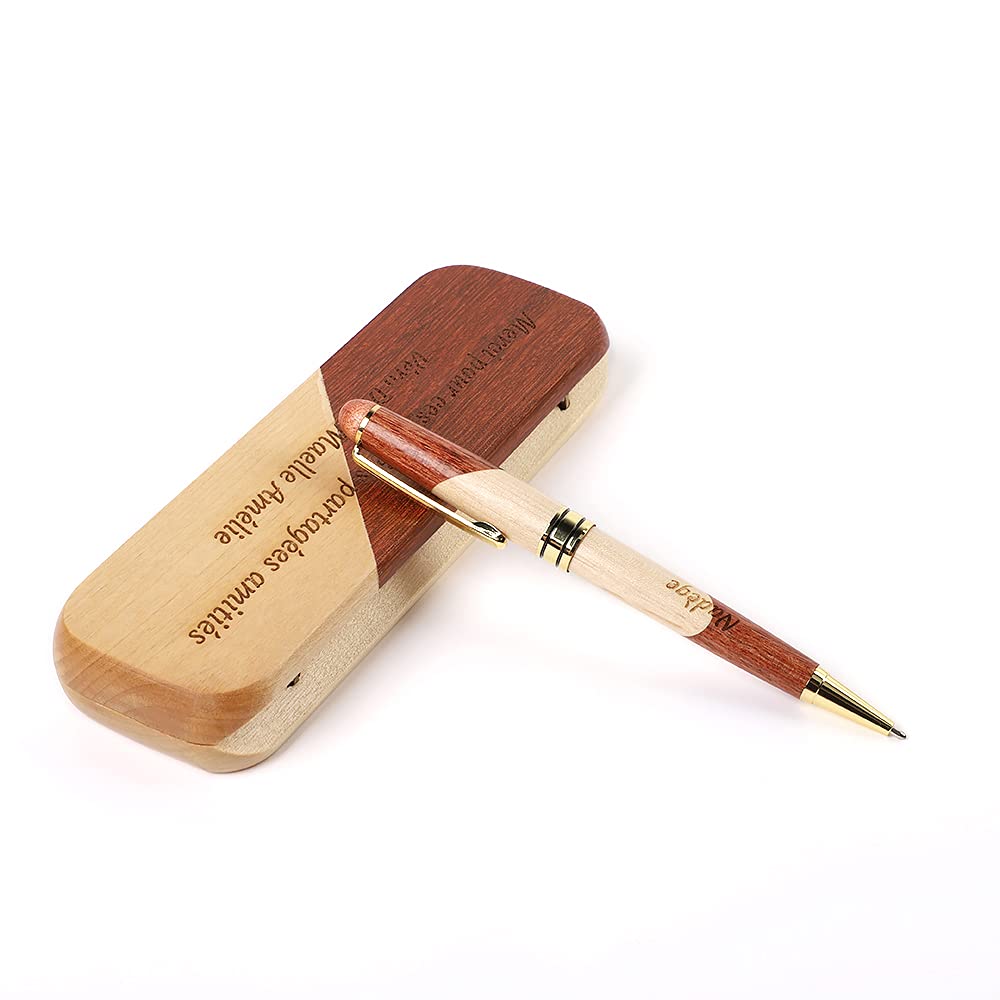 RXFSP Engraved Ballpoint Pen & Case Wooden Personalised Business Gift With Box (Contrast color)