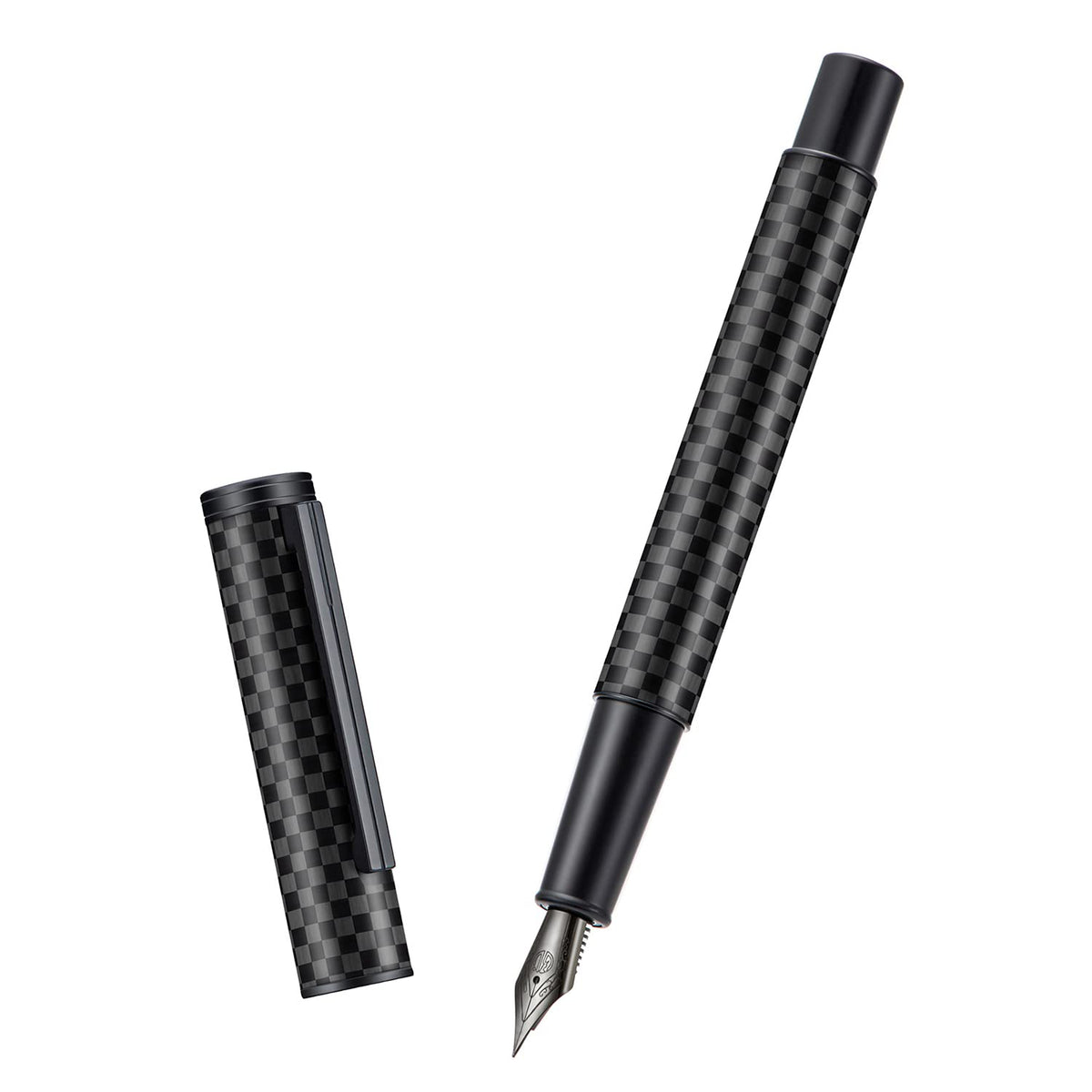 Hongdian 1861 Black Forest Carbon Fiber Fountain Pen, Long Blade Nib Modern Design Smooth Writing