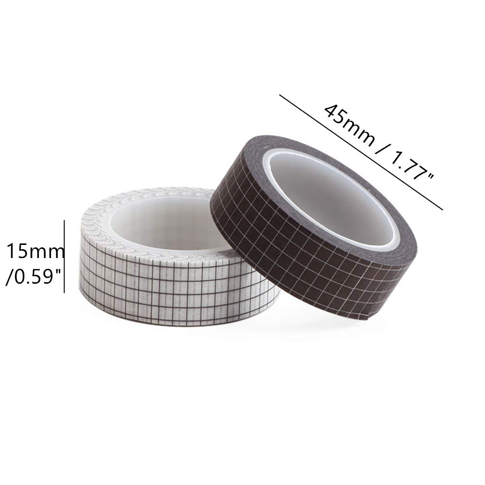 7 Rolls Grid Washi Tape Set 0.6in x 32ft Colorful Writable Paper Adhesive Masking Tapes Sticky