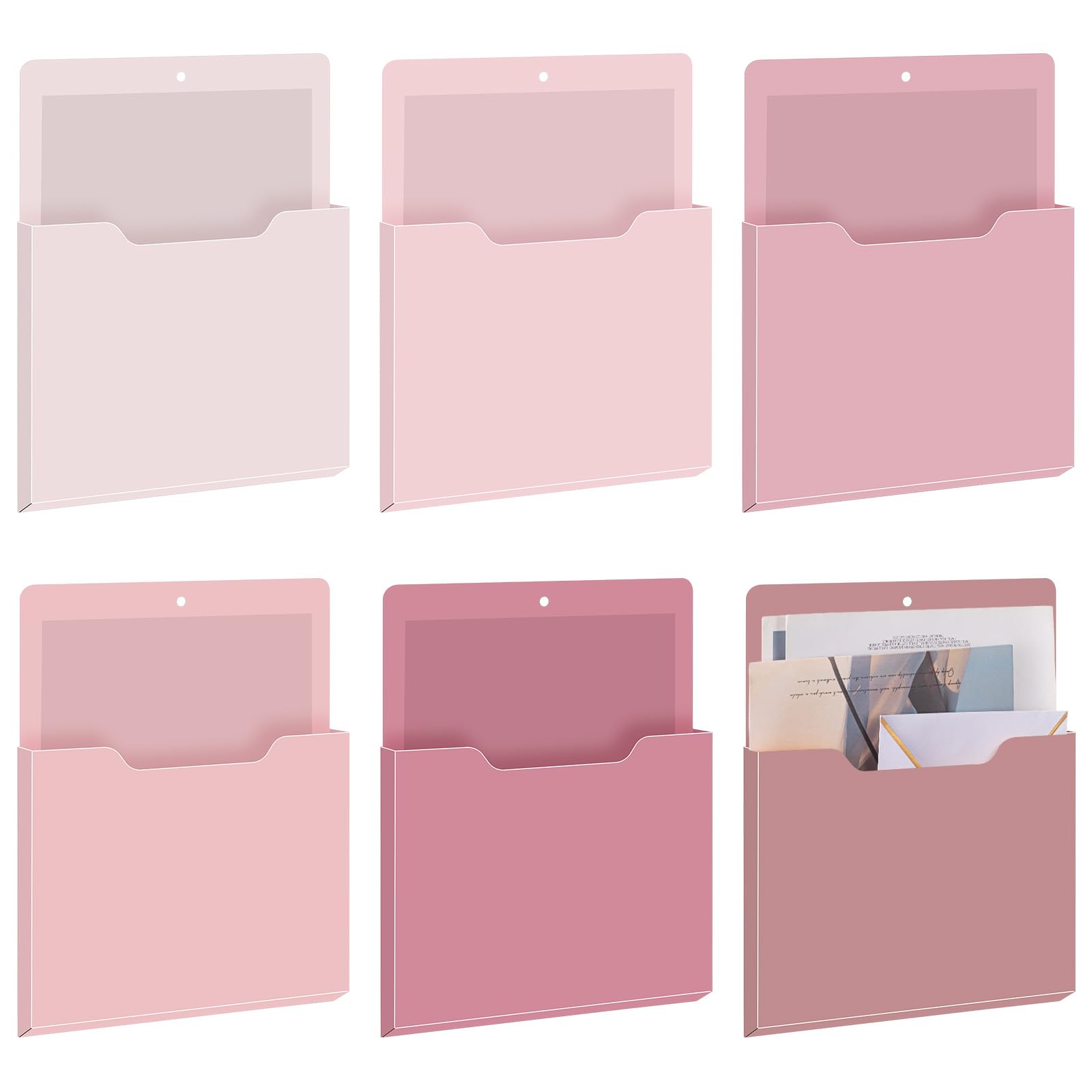 Fuutreo Magnetic Wall File Holder,6pcs,Rose Pink,Vertical-large