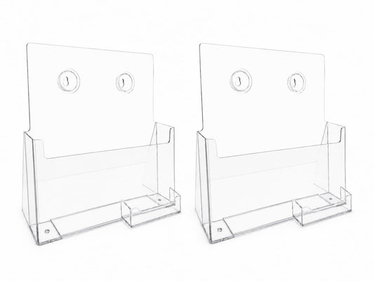 SOURCE ONE Premium Clear Acrylic Brochure Holder for 9" Booklet with Business Card Container