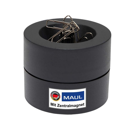 MAUL Magnetic Paperclip Holder, Ø 73mm, H66mm, Black