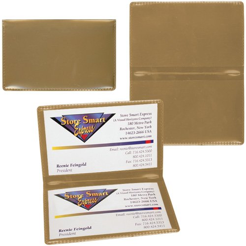 StoreSMART - Metallic Gold Folding Business Card Holders - 25 Pack - Polypropylene Plastic