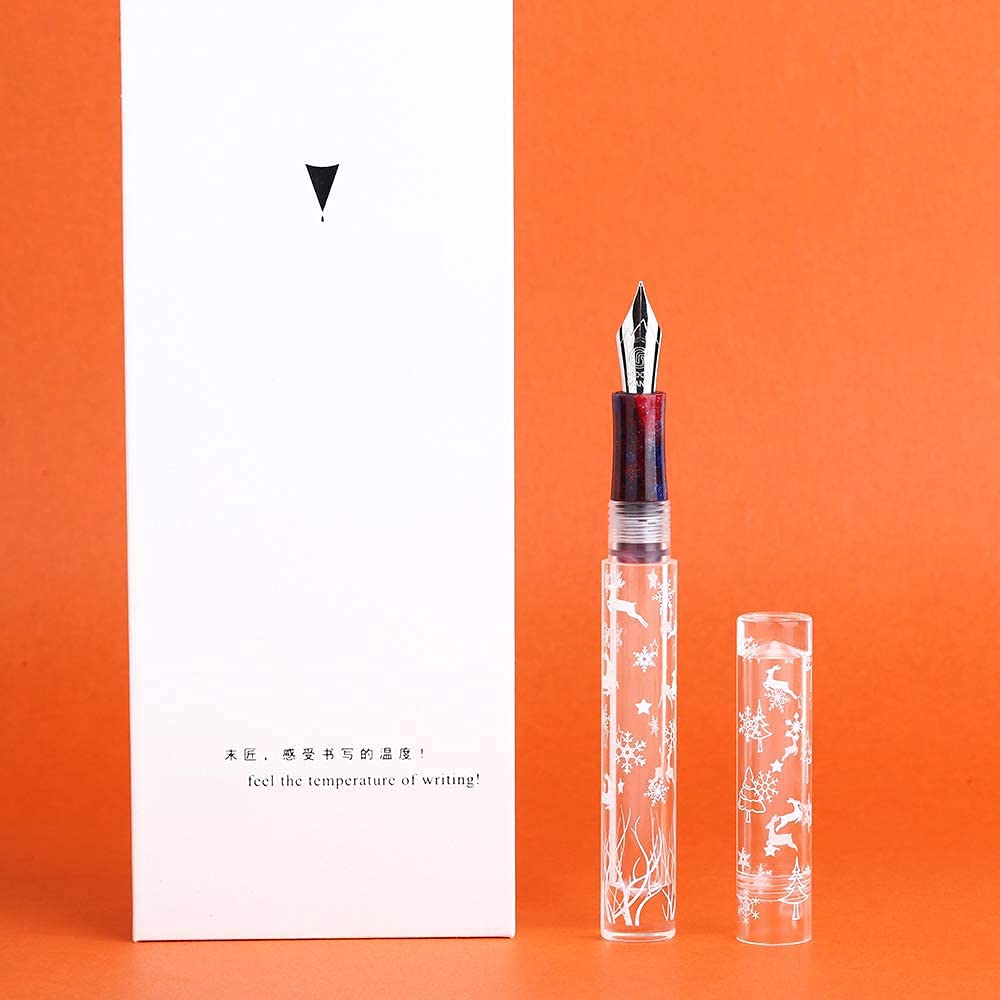 erofa C1 Snowflake Eyedropper Fountain Pen Extra Fine Nib, Double Ink Filling System with Original