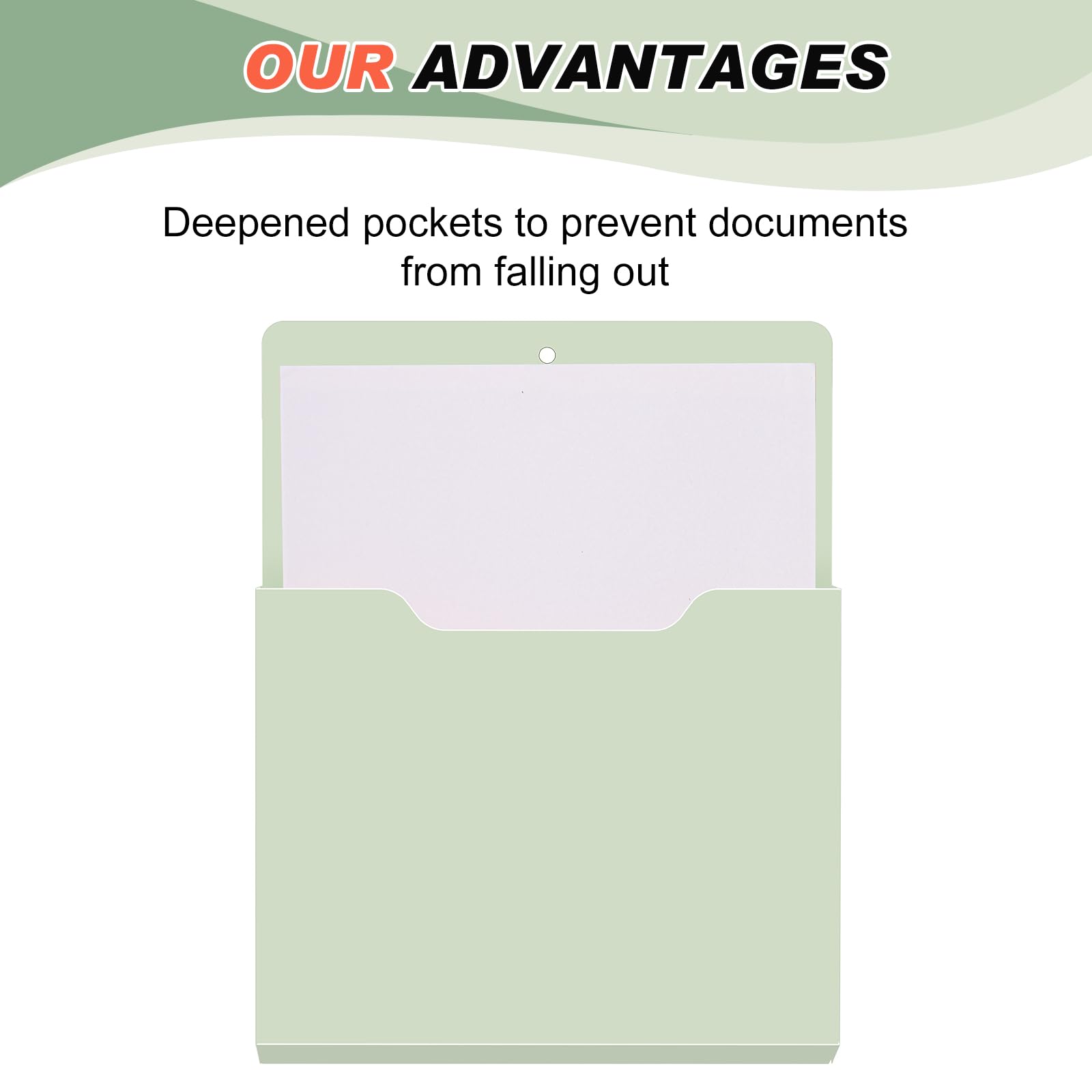 Fuutreo Magnetic Wall File Holder,6pcs,Sage Green,Vertical-large