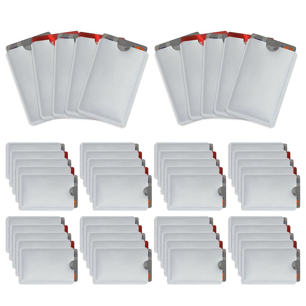 Owfeel RFID Blocking Secure Credit Card Sleeves Pack Of 50 Contactless Card Protection Holders