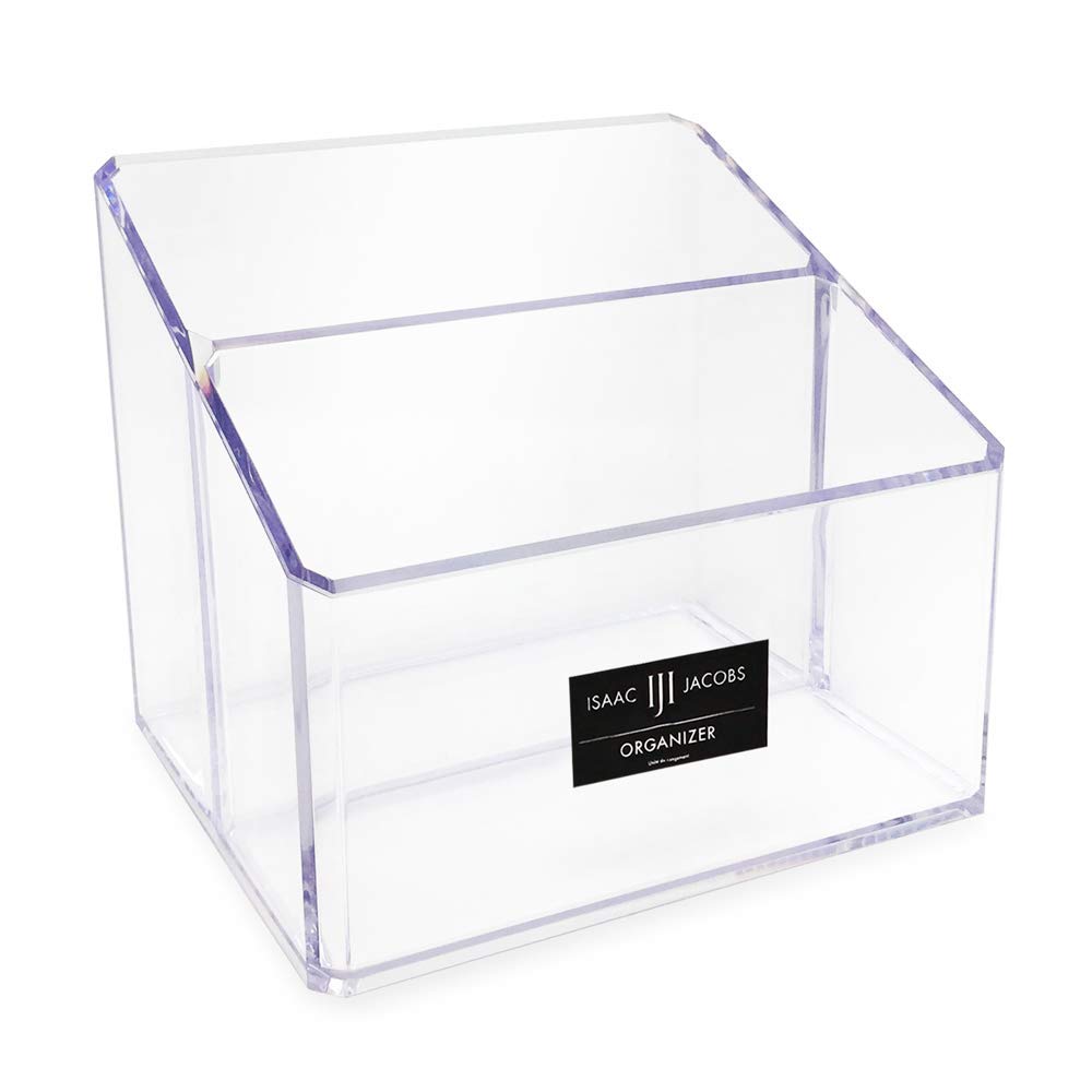 Isaac Jacobs Clear Acrylic 2-Section Organizer, Remote Holder & Multi-Functional Makeup, Brush, Pen