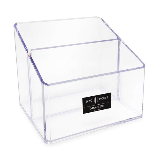 Isaac Jacobs Clear Acrylic 2-Section Organizer, Remote Holder & Multi-Functional Makeup, Brush, Pen