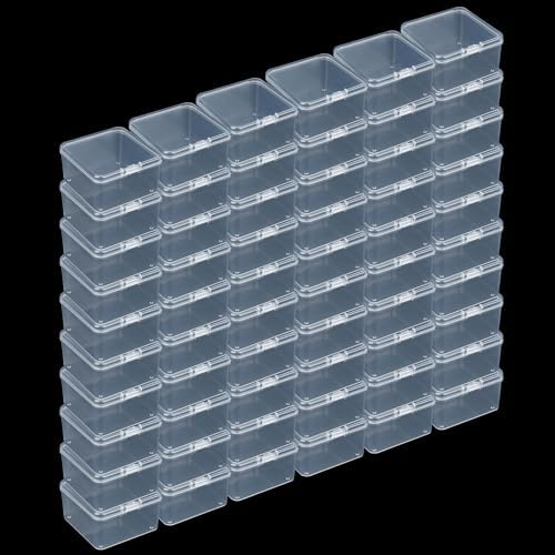 LJY 60 Clear Square Plastic Boxes, 2.5 x 2.5 x 1.4 in for Coins