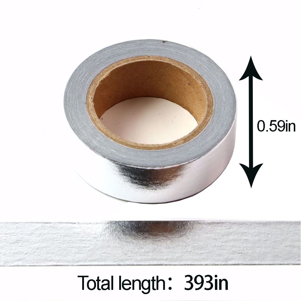 CIAJIE Foil Washi Tape,2 Rolls 5/8" x 393 inches(15mm*10M) Washi Tape, Masking Tape Craft Supplies