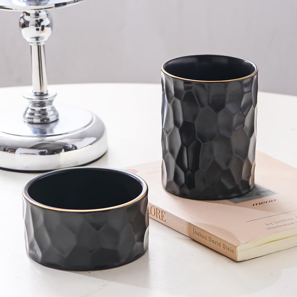 Aesthetic Desk Organizer Set of 2 For Office, Ceramic Pen Holder and Paper Clip Holder Dispenser