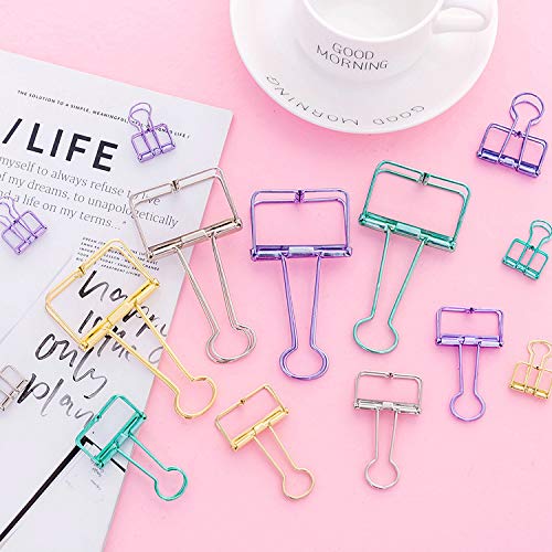 Zoohot 32mm Black Metal Wire Foldback Bulldog Clips, Stationery Skeleton Binder Clips for School