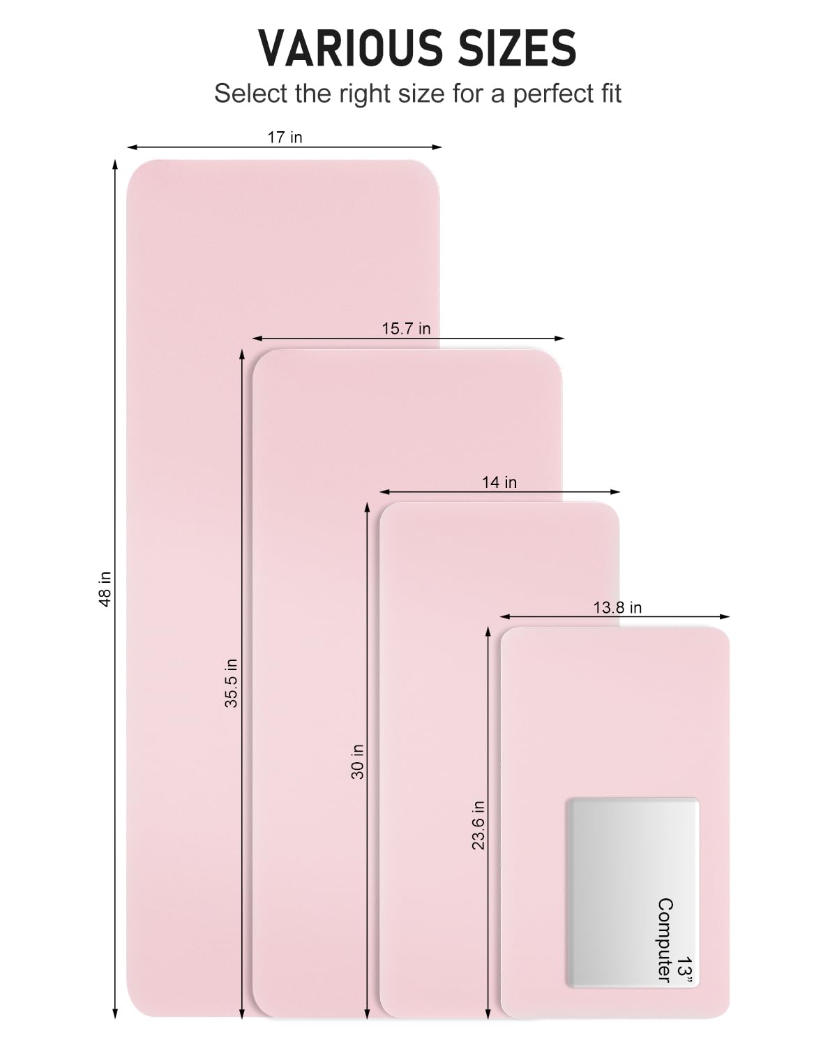 Niniubye Desk Pad, 48" x 17" PU Leather Non-Slip Desk Mat Large Mouse Pad for Desktop, Waterproof