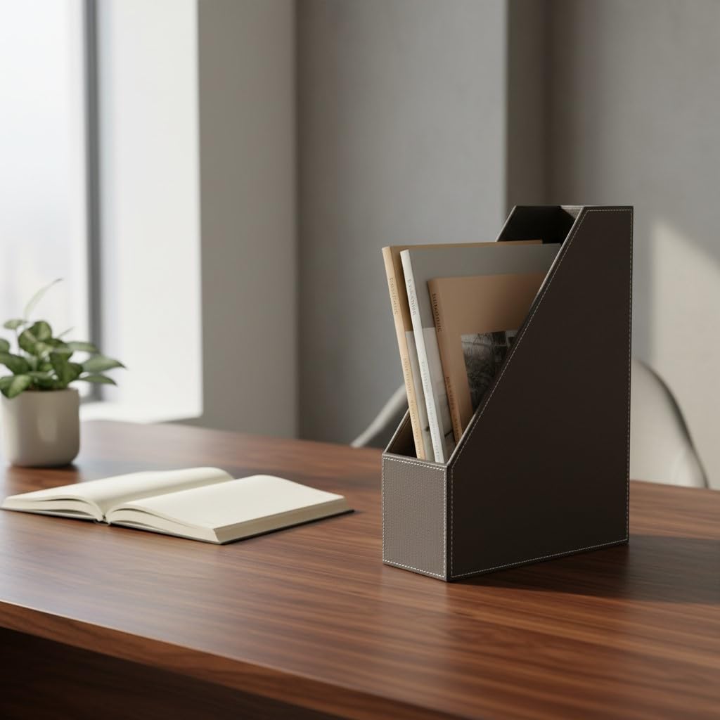 OSCO Faux Leather Magazine Rack
