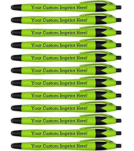 Rubberized Soft Touch Personalized Ink Pens with Stylus - Click action - Custom - Black writing
