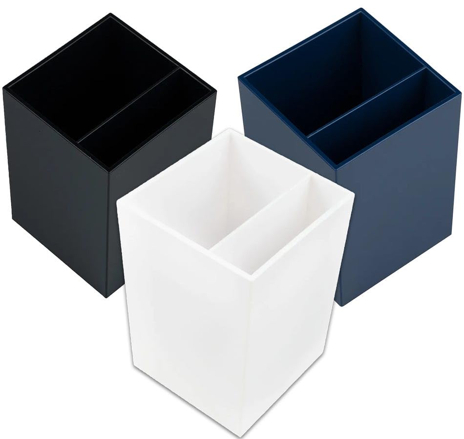 JAM PAPER Plastic Pen Holders - Business Assortment Desktop Pencil Cups - 3/Pack