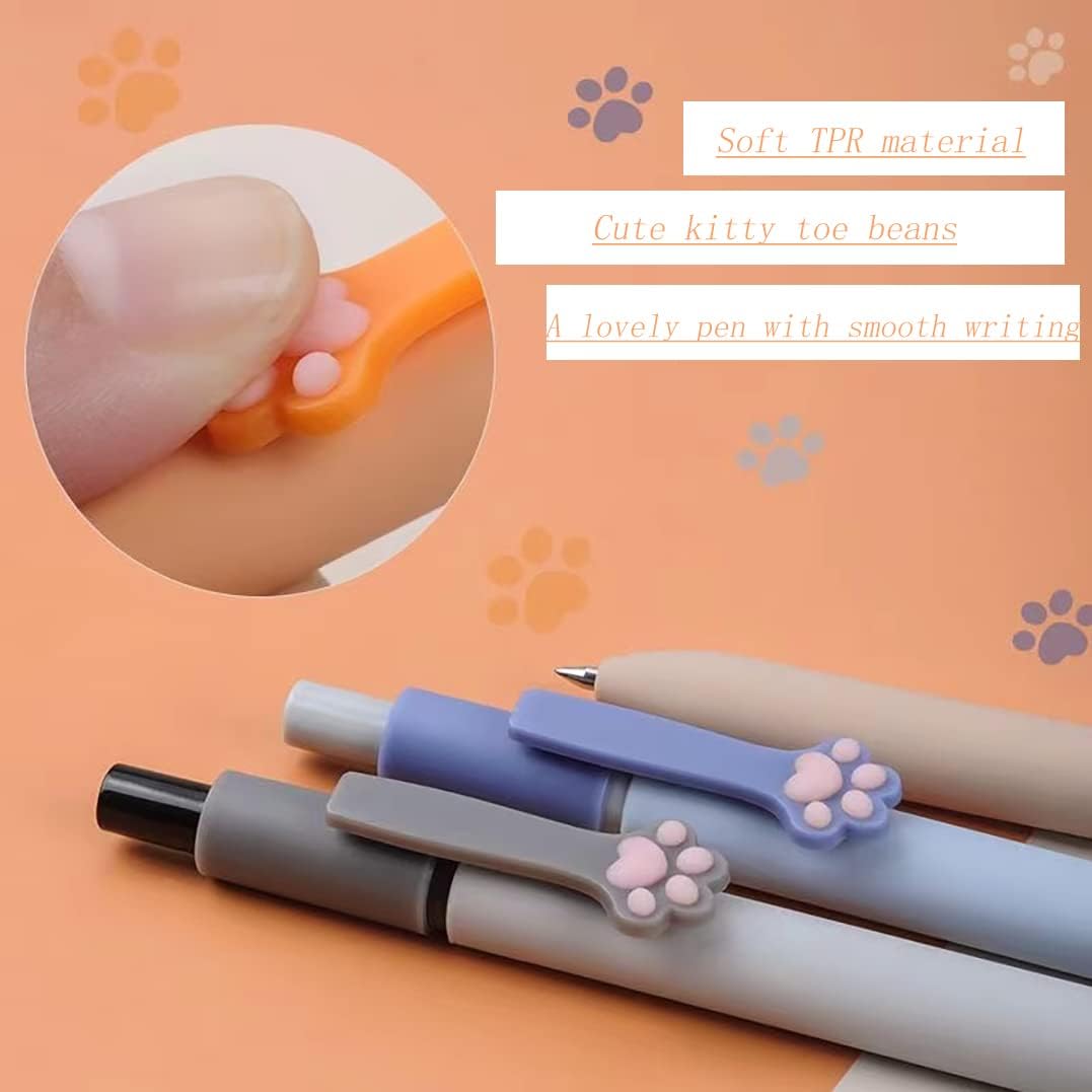 GOMOVING Gel Pens, 5pcs 0.5mm Quick Dry Black Ink Fine Point Smooth Writing, Cute Cat Pen Gifts for