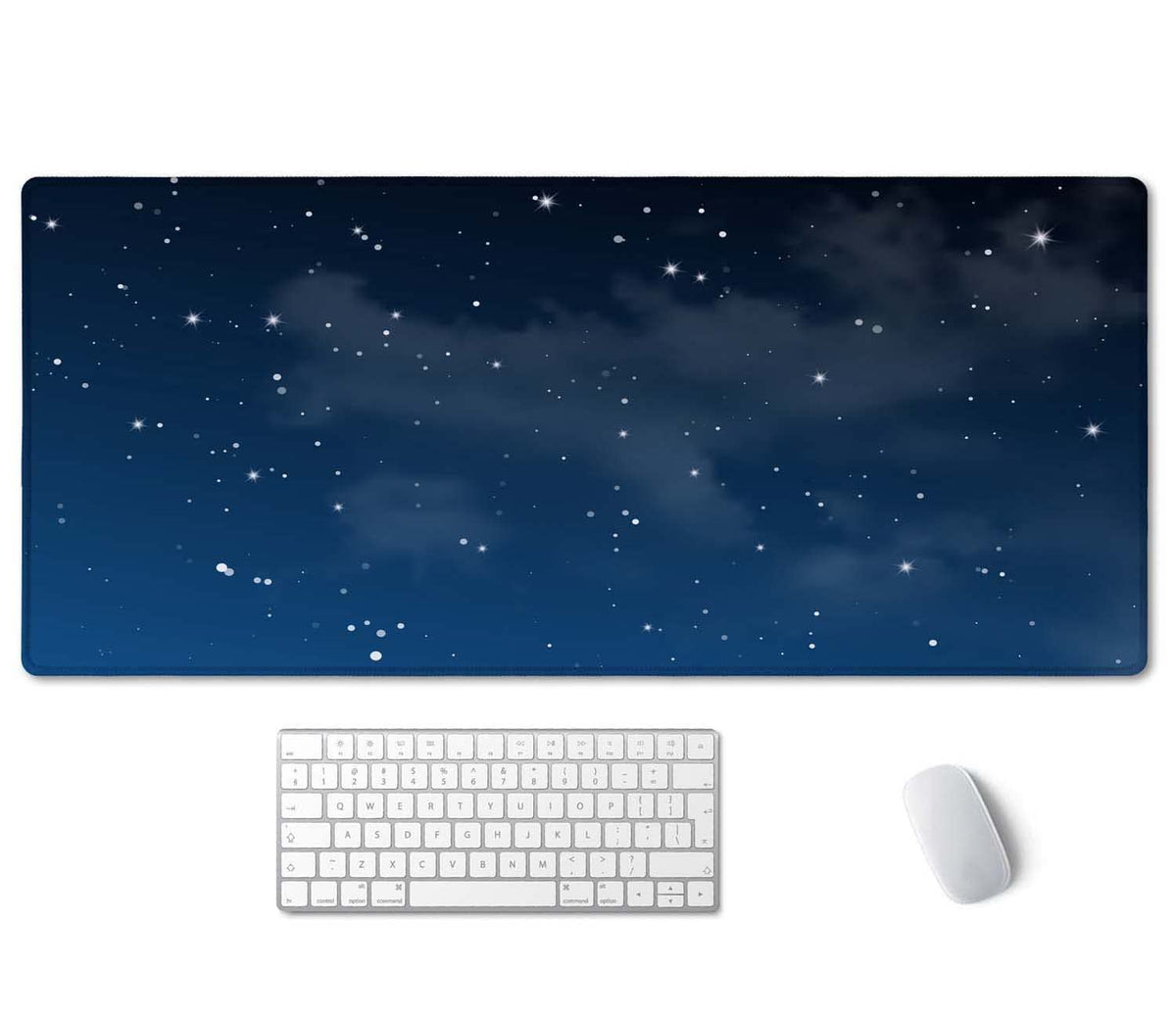 SSOIU Night Sky with Clouds and Many Stars - Extra Large Desk Mat, Cute Desk Pad, Aesthetic Gaming