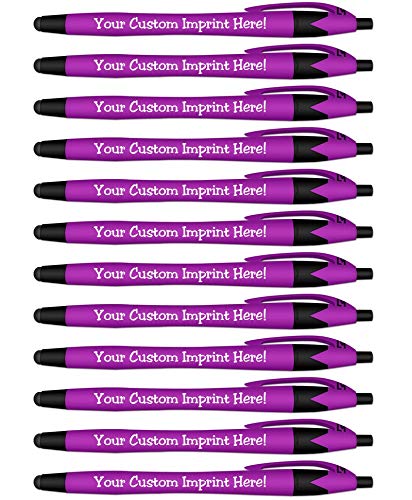 Ballpoint Soft Touch Personalized Ink Pens with Stylus Tip - The Jewel - Click action - Custom
