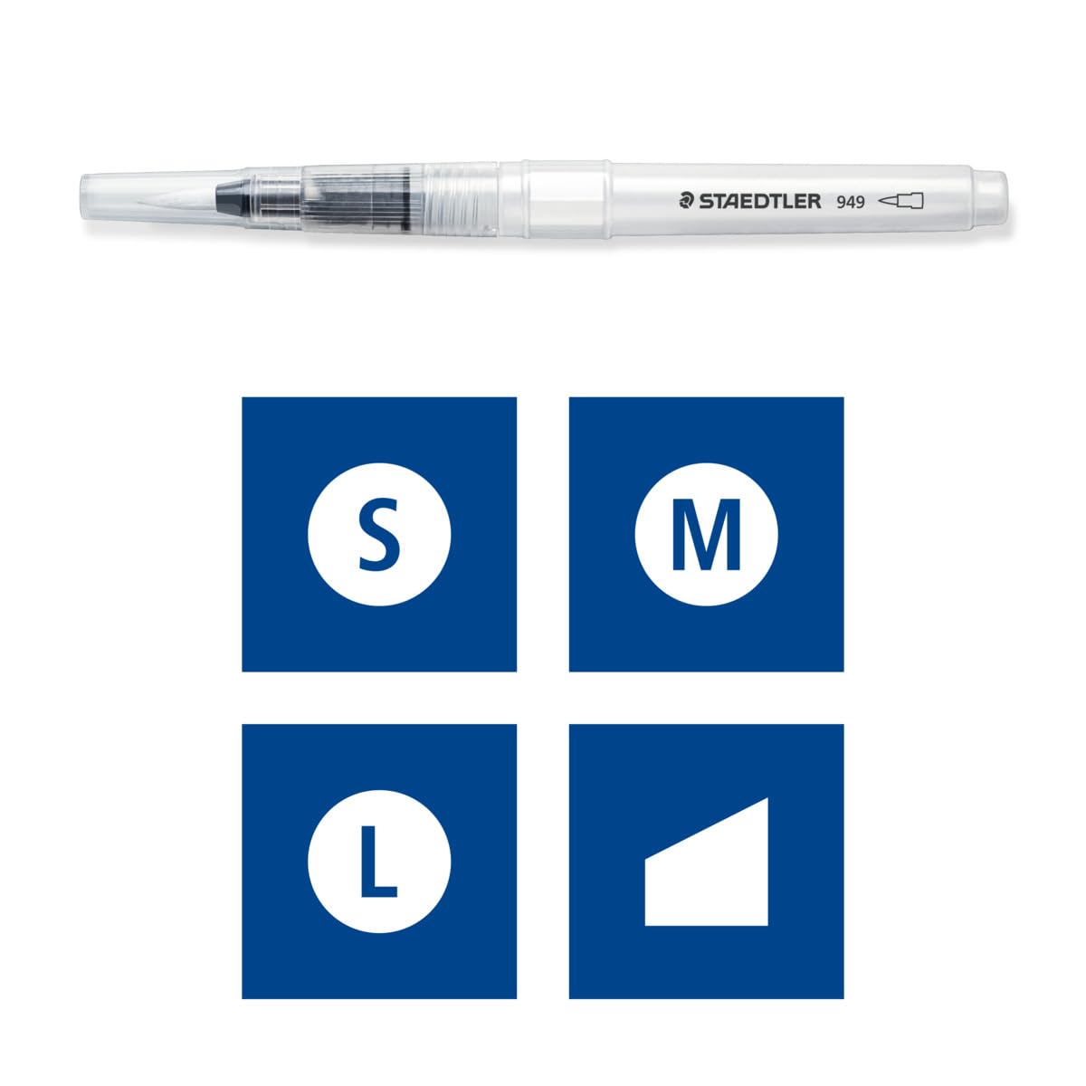 Staedtler Refillable Water Brush, for Watercolor Effects and Blending, 4 Assorted Tip Sizes