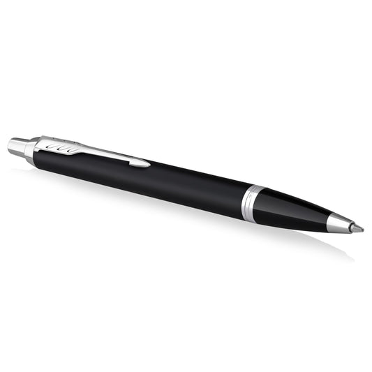 PARKER IM Ballpoint Pen | Matte Black with Chrome Trim | Medium Point with Blue Ink Refill | Gift