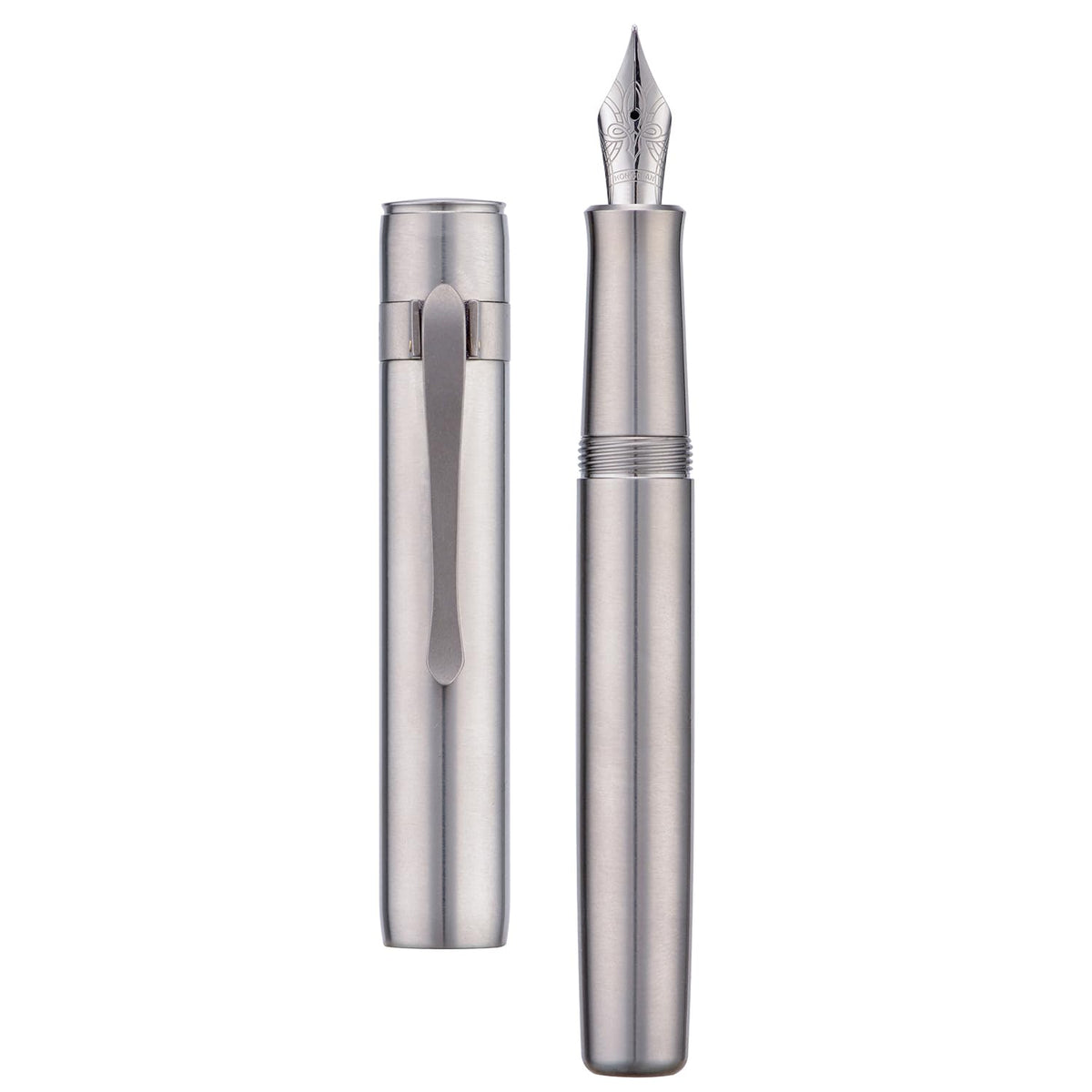 HONG DIAN M2 Titanium Mini Fountain Pen, Extra Fine Soft Nib & Sleek Shape Metal Short Pocket