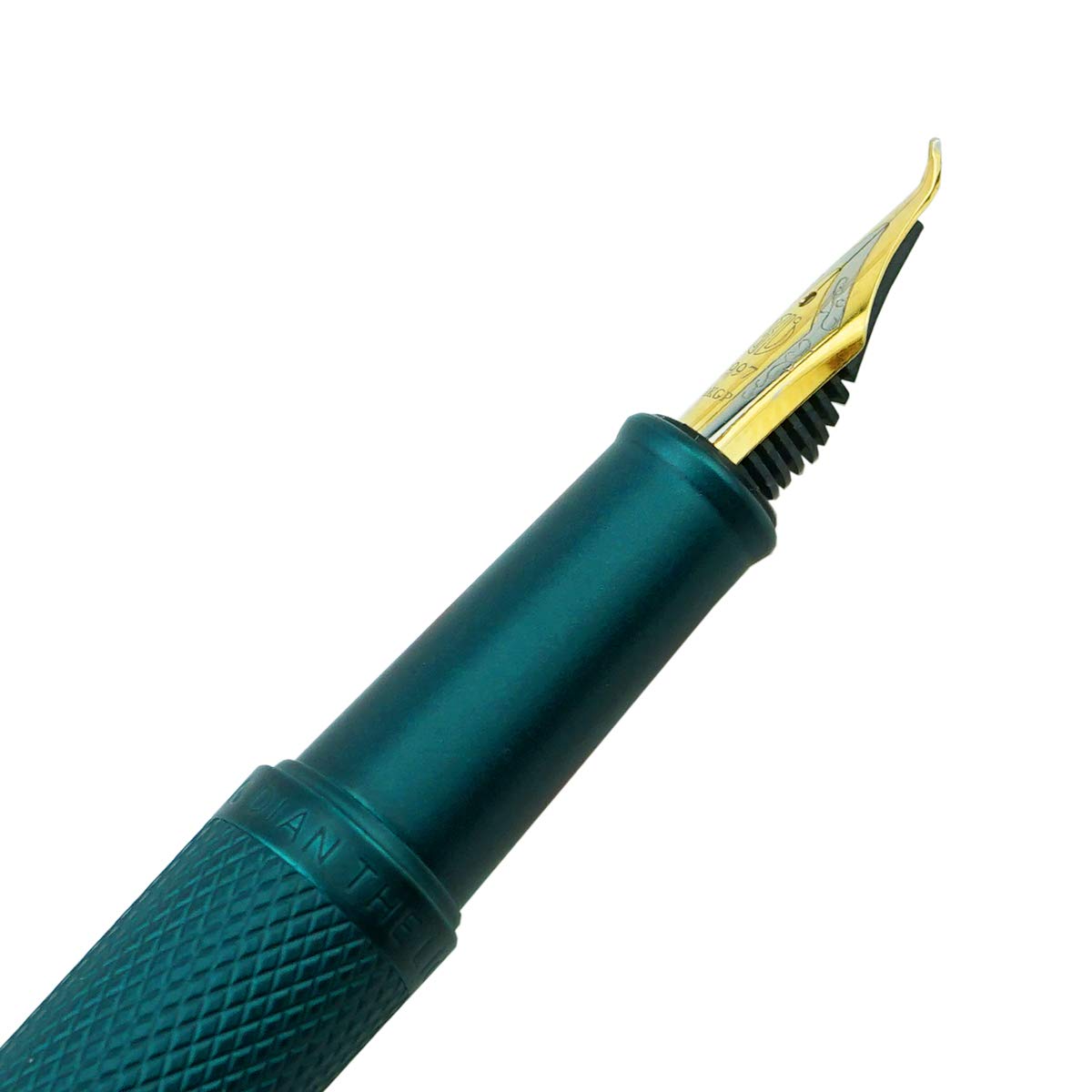 Asvine Dark Green Fude Pen, Bent Nib Fountain Pen Calligraphy (Fine to Broad) with Converter and