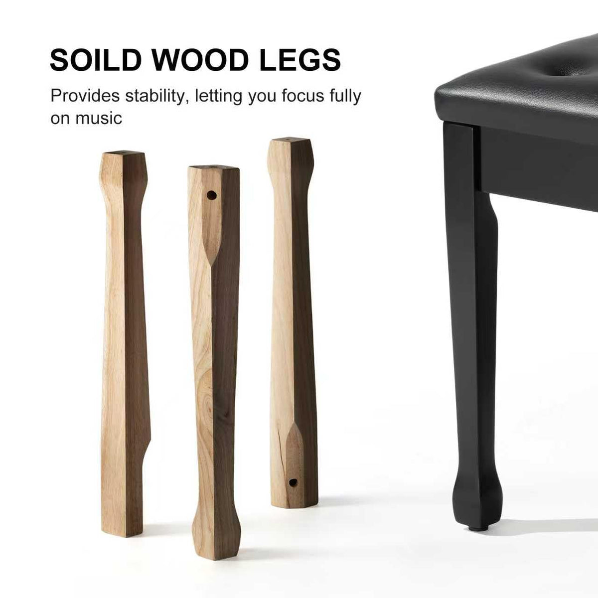 FILISITE Wooden Piano Bench with Storage, Piano Stool with Waterproof Padded Cushion, Bench Seat