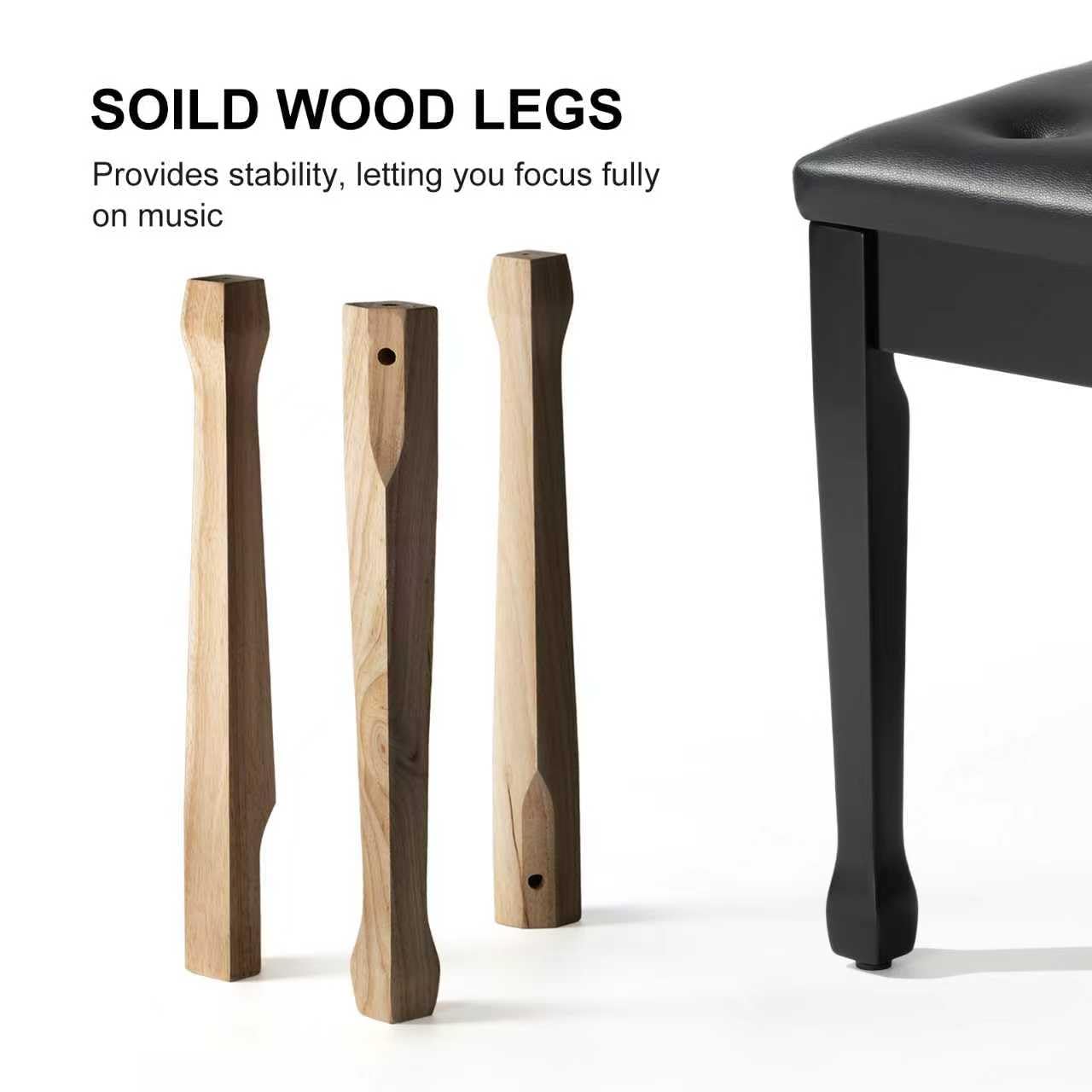 FILISITE Wooden Piano Bench with Storage, Piano Stool with Waterproof Padded Cushion, Bench Seat