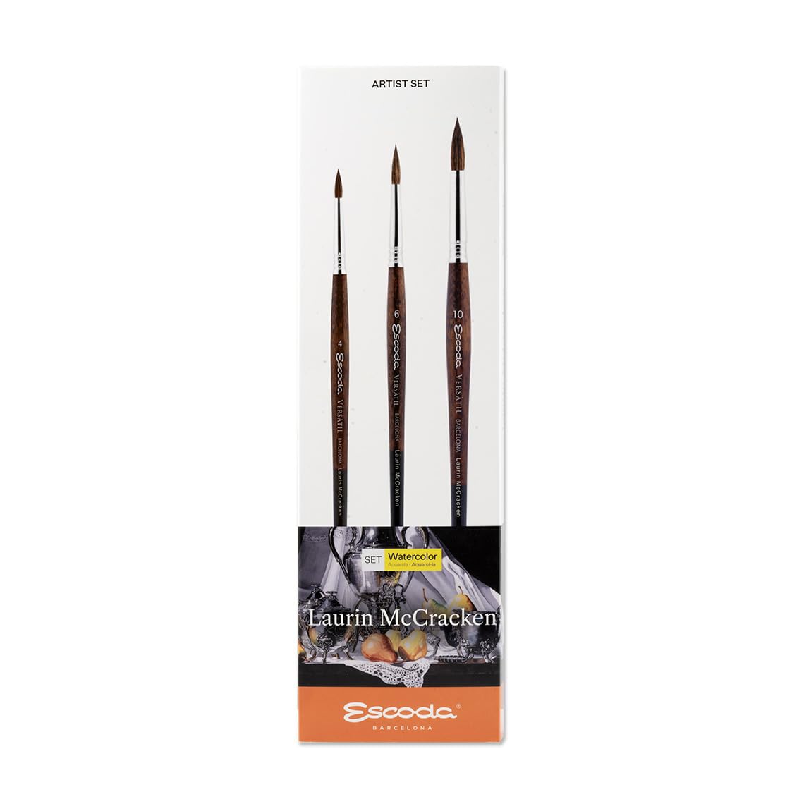 Escoda Signature Series Artist Watercolor Brush Set, Laurin Mccracken Set #1, Versatil Synthetic