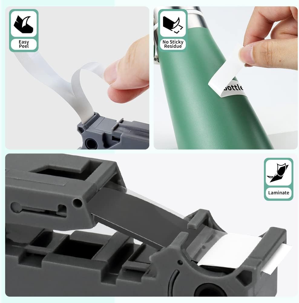 6-Pack Compatible for Brother Tze-241 18mm 0.7" Laminated White Label Tape