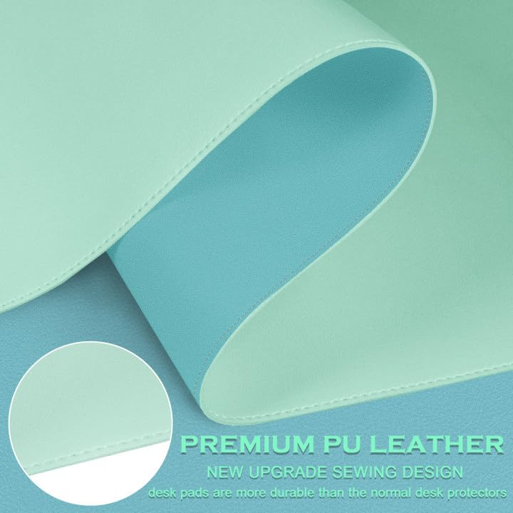 Dual-Sided Desk Mat, Large Pad, Waterproof Smooth PU Leather Blotter Protector, Mouse Pad, Desk