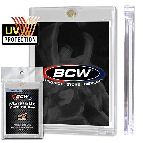 BCW 130 Pt Magnetic Card Holders with Gold Magnet Closure, Clear, 14 Count