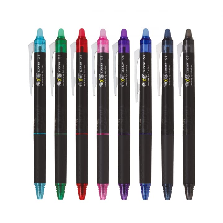 Pilot FriXion Point Clicker 0.5mm, Erasable Gel Needle tip Pens, Extra Fine Point, 6 pack (Black)