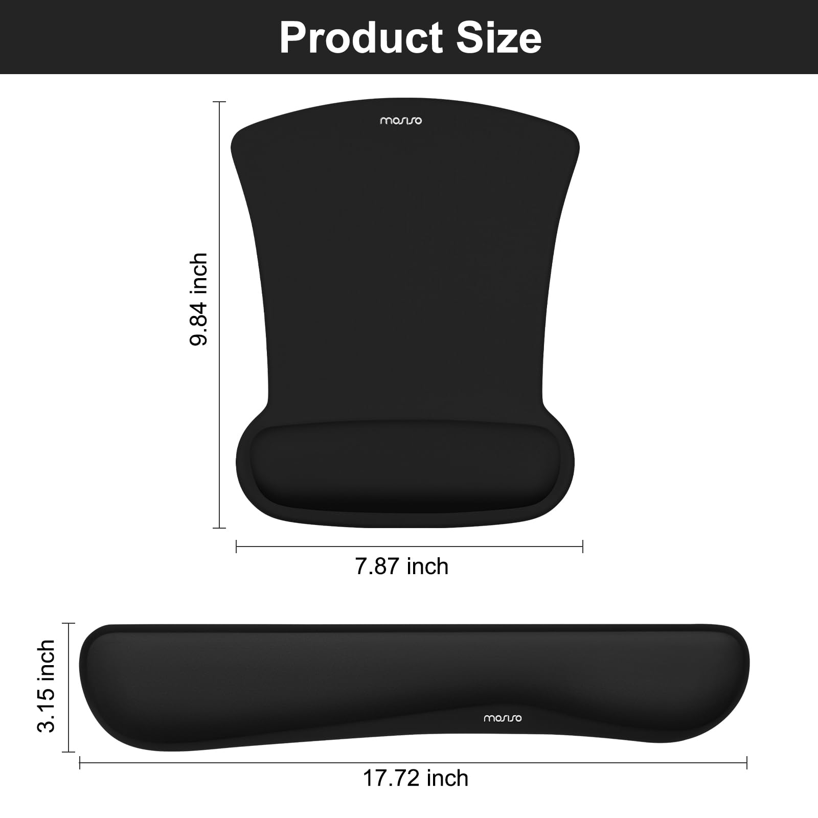 MOSISO Wrist Rest Support for Mouse Pad & Keyboard Set, Black