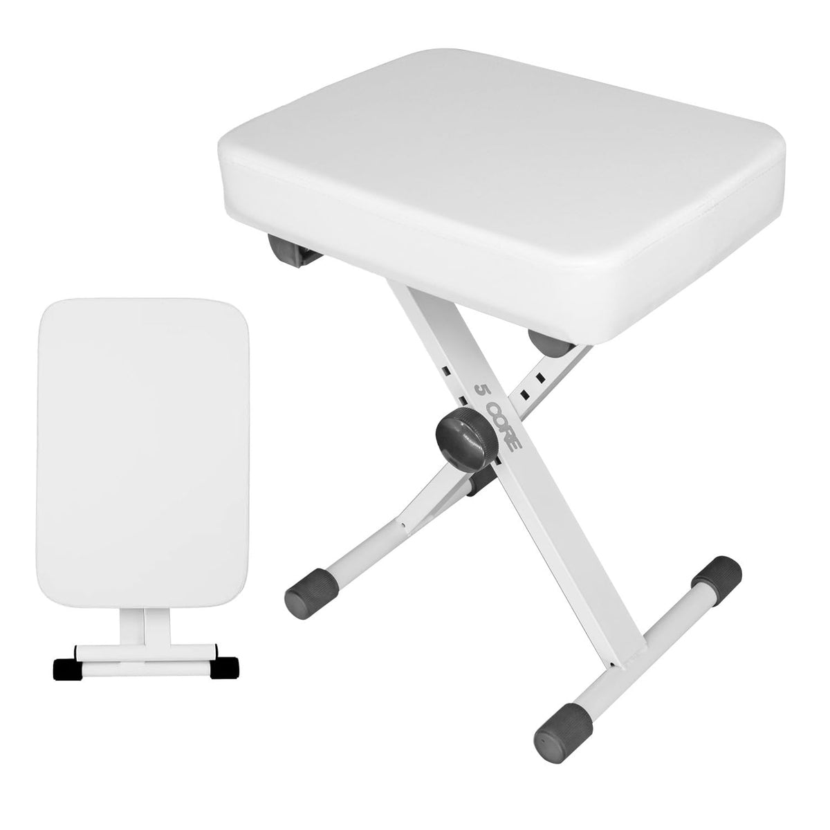 5 CORE Piano Bench X-Style Foldable 3" Padded Keyboard Seat Adjustable Height for Keyboards Synths