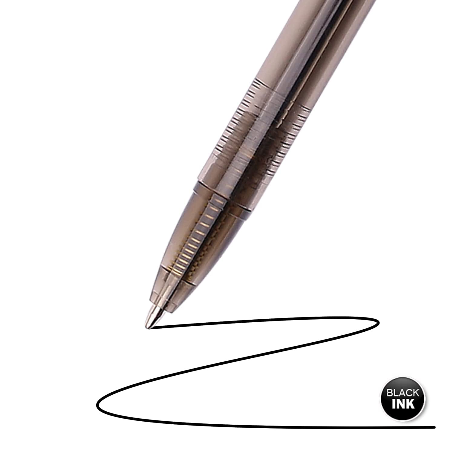 Sikao Black Pens Bulk 60 Pack –Smooth Writing 1.0mm Click Black Ballpoint Pens with Translucent