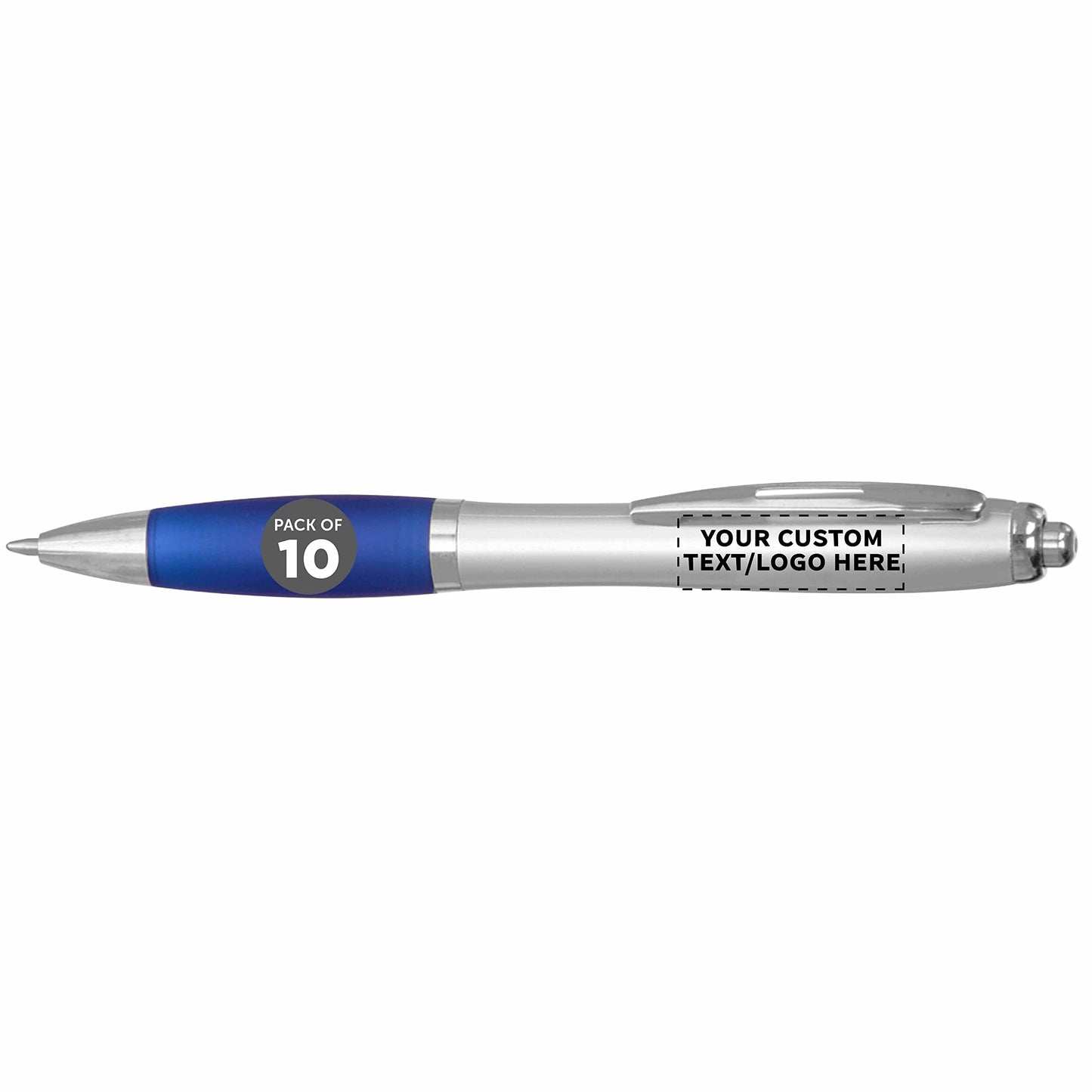 Personalized Ballpoint Pens with Rubber Grip and Click Button, Pack of 10 by DISCOUNT PROMOS